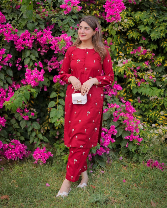 2PC PETAL TRENDING Embroidered Dress